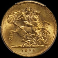 1929 Perth George V Small Head Sovereign Choice Unc (PCGS MS63)