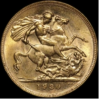 1930 Perth George V Small Head Sovereign good EF