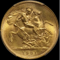 1931 Perth George V Small Head Sovereign Choice Unc (PCGS MS64)