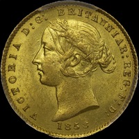 1858 Sydney Mint Type II Half Sovereign Unc (PCGS MS62+)