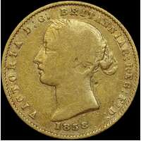 1858 Sydney Mint Type II Half Sovereign Very Good