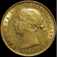 1858 Sydney Mint Type II Half Sovereign good VF