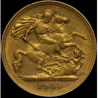 1900 Melbourne Veiled Head Half Sovereign good VF