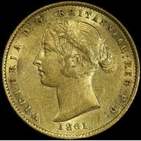 1861 Sydney Mint Type II Half Sovereign Extremely Fine