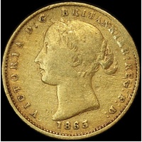 1863 Sydney Mint Type II Half Sovereign Fine