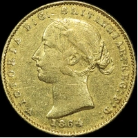 1864 Sydney Mint Type II Half Sovereign about VF