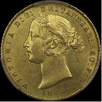 1864 Sydney Mint Type II Half Sovereign Unc (PCGS MS62)