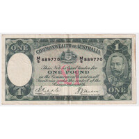 1933 One Pound Riddle/Sheehan Legal Tender R28 about VF