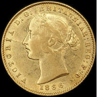 1866 Sydney Mint Type II Half Sovereign PCGS AU55