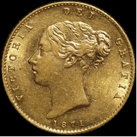 1871 Sydney Young Head Half Sovereign good EF
