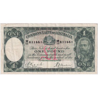 1933 One Pound Riddle/Sheehan Legal Tender R28 good VF