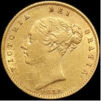 1872 Sydney Young Head Half Sovereign good VF