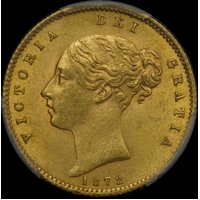 1872 Sydney Young Head Half Sovereign Unc (PCGS MS62)