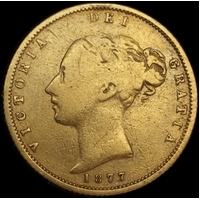 1877 Melbourne Young Head Half Sovereign Very Good