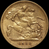 1900 Melbourne Veiled Head Half Sovereign Very Fine