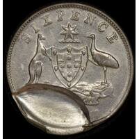 1955-63 Undated Sixpence Elliptical Brockage Error EF