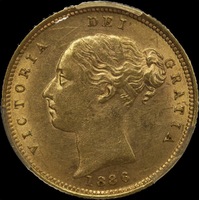 1886 Sydney Young Head Half Sovereign about Unc (PCGS AU58)