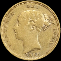 1886 Melbourne Young Head Half Sovereign about VF