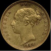 1886 Melbourne Young Head Half Sovereign Very Fine