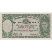 1942 One Pound Armitage/McFarlane R30b about VF