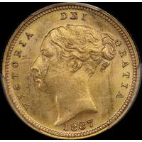 1887 Sydney Young Head Half Sovereign Unc (PCGS MS62)