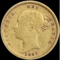 1887 Melbourne Young Head Half Sovereign Very Good