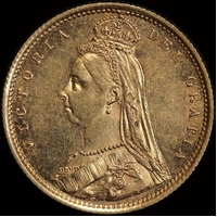 1887 Sydney Jubilee Head Half Sovereign about Unc
