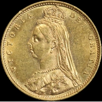 1887 Melbourne Jubilee Head Half Sovereign Dish M506 about Unc