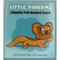 2009 Gold $5 Proof Little Dinkums Lillypilly Frill-Necked Lizard