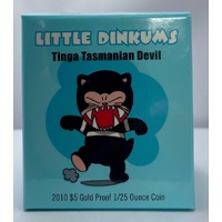 2010 Gold $5 Proof Little Dinkums Tinga Tasmanian Devil