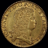 Brazil 1732-M Gold 12,800 Reis (Johanna) KM#139 about EF