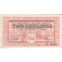 1941 Hay Internment Two Shillings Banknote Mendel / Stahl Uncirculated