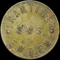 German Naval 1914 Brass 50 Pfennig Canteen Token ex SMS Emden good VF