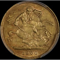 1900 Perth Veiled Head Half Sovereign PCGS AU55