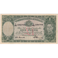 1949 One Pound Coombs/Watt R31 about VF