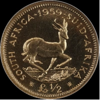 South Africa 1959 Gold Proof Half Pound NGC PF66