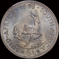 South Africa 1956 Silver 5 Shillings KM#52 PCGS PL66
