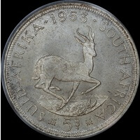South Africa 1953 Silver Prooflike 5 Shillings KM#52 PCGS PL65