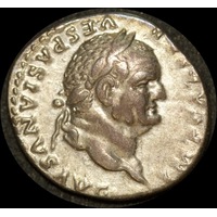 Ancient Rome (Imperial) 76 AD Vespasian Denarius Jupiter RIC 849 good VF