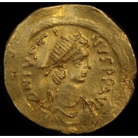 Ancient Byzantine 527 ~ 565 AD Justinian Gold Semissis S#143 Very Fine