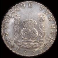 Mexico 1758 Silver 8 Reales Pillar Dollar KM#103 GEF