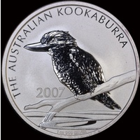 2007 Silver One Ounce Unc Coin Kookaburra on Branch