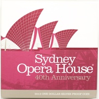 Australia 2013 One Dollar Silver Proof Opera House 40th Anniversary