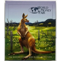 2014 Silver 1 Ounce Coloured Proof Red Kangaroo World Money Fair
