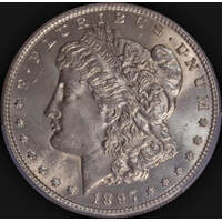USA 1897 Silver Morgan Dollar PCGS MS62