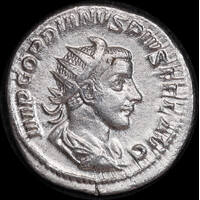 Ancient Rome (Imperial) AD 241- AD 243 Gordian III Silver Denarius Jupiter RIC IV #84 good VF 