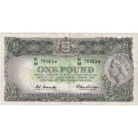 1961 One Pound Star Note Coombs/Wilson R34aS Very Fine (1cm tear) 