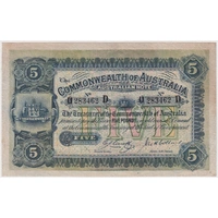 1918 Five Pound Cerutty/Collins R37b about EF