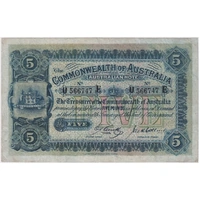 1918 Five Pound Cerutty/Collins R37B about VF