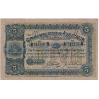 1918 Five Pound Cerutty / Collins R37b good Fine